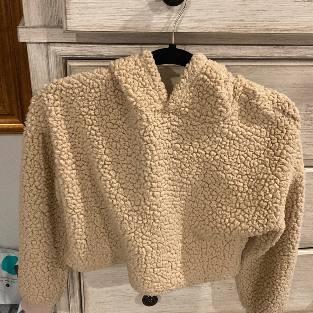 Crop teddy hoodie